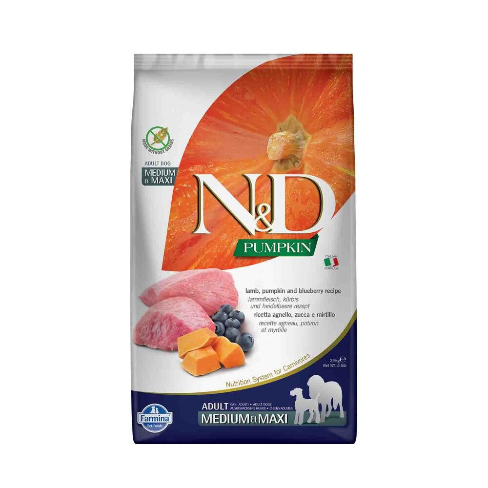 N&d Pumpkin Tahılsız Bal Kabaklı Kuzu Etli Yaban Mersinli Orta Ve Büyük Irk Yetişkin Köpek Maması 2.5 KG | SRC: Barcode: 8010276033284
